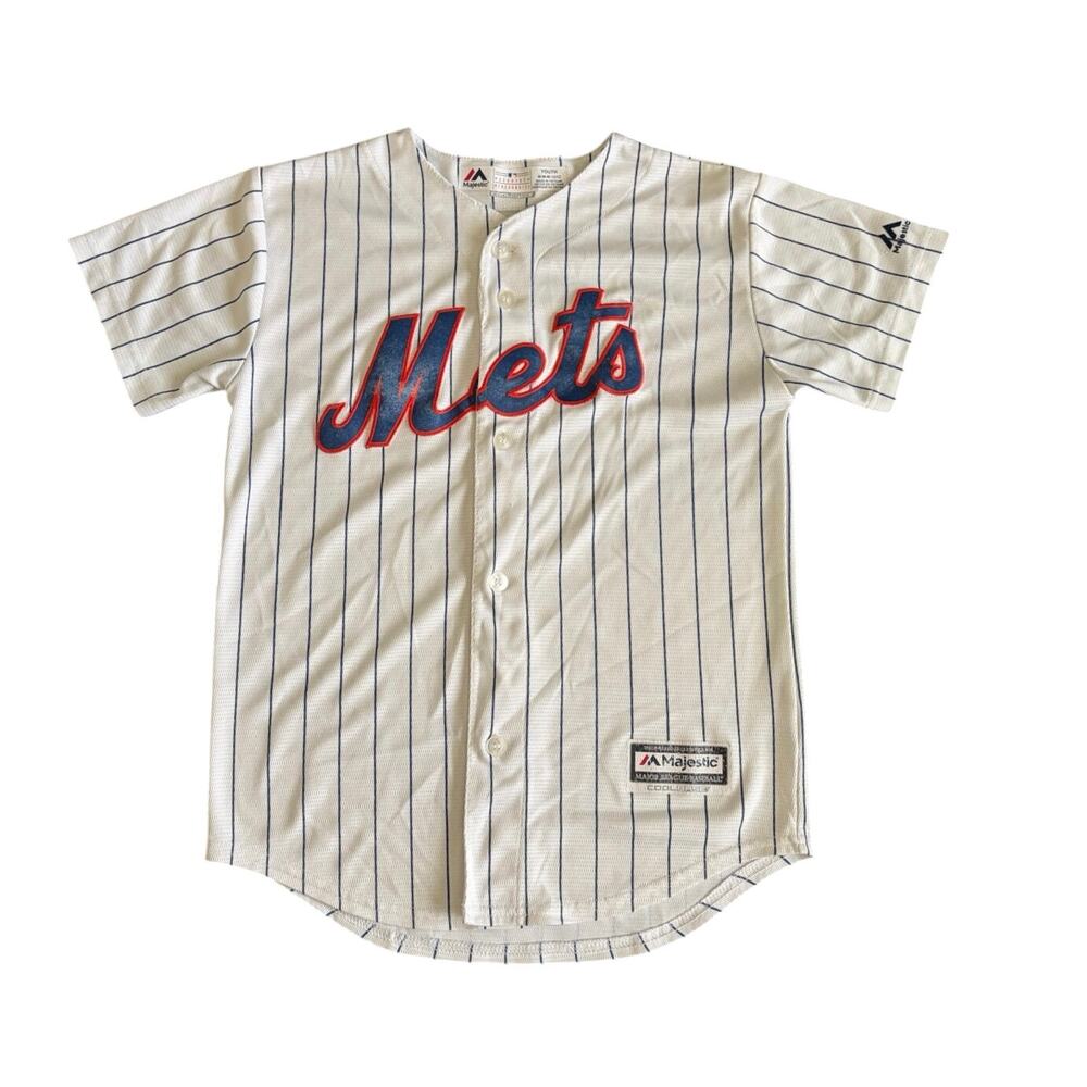 Classic NY Mets Boys Pinstripe BLANK Youth Jersey Size Medium 10-12